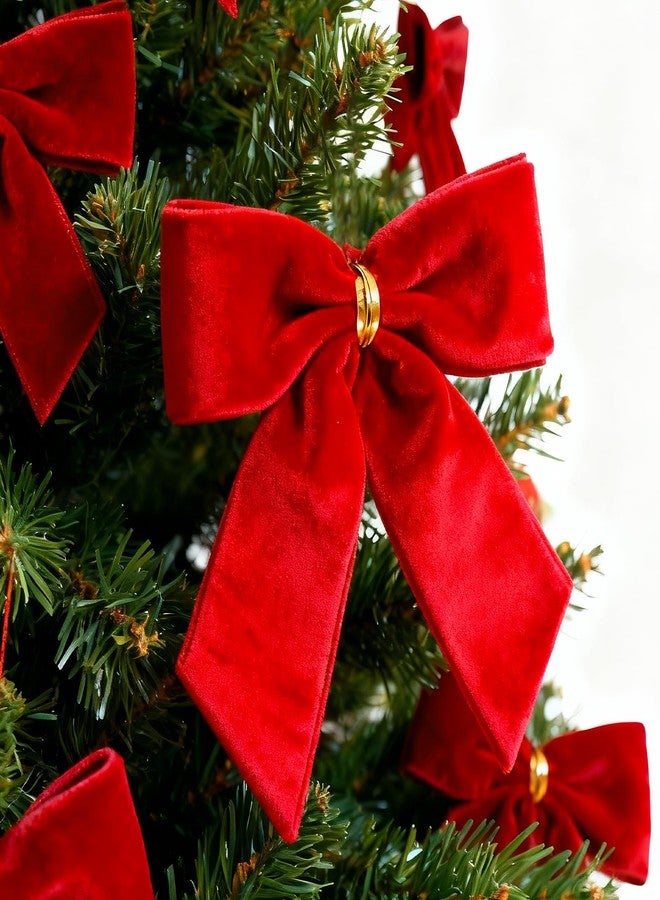 REDWORD 30PCs Red Bows for Christmas Tree, 3.5 x 3.5 Inch Red Velvet Bows Vintage Xmas Velvet Ribbon Bow Holiday Ornaments for Christmas Decoration Holiday Decor, Gift Wrapping and Wedding - Image 5